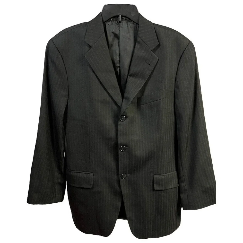 Joseph Abboud Wool Pinstripe Blazer 40S Black 3 Button Made USA Union Von Maur